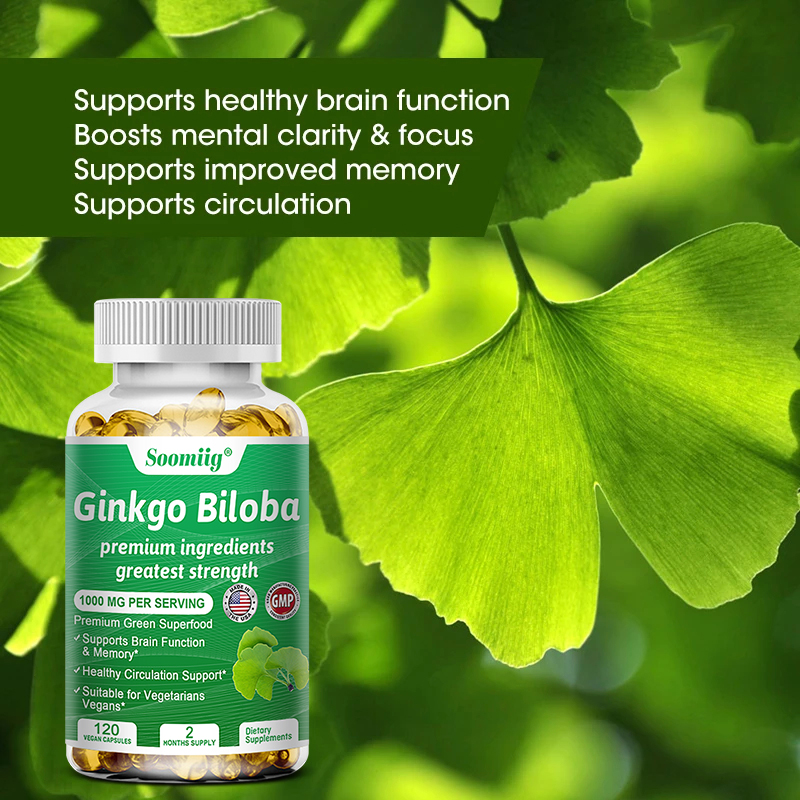 Ginger Tea - แคปซูลแปะก๊วยบิโลบา - อาหารเสริมสมองเพื่อความจําและโฟกัส - อาหารเสริมแปะก๊วยบิโลบาเพื่อสายตาที่ดี
