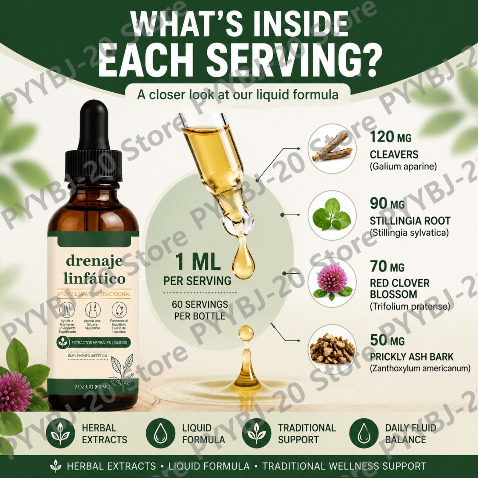 หยดของเหลวเสริมสร้างระบบน้ำเหล - Herbal Supplement บทวิจารณ์และราคา